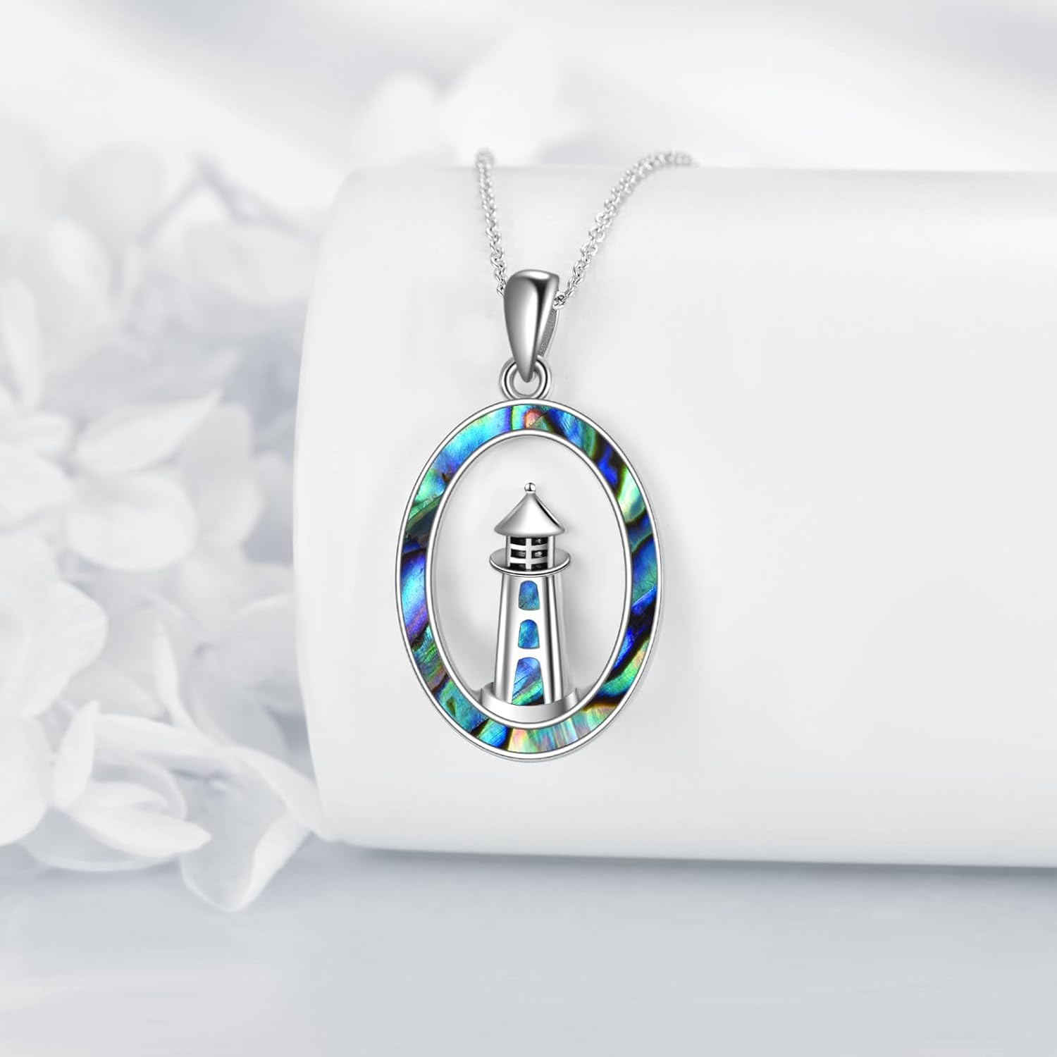 Lighthouse Necklace 925 Sterling Silver Lighthouse Pendant Necklace Abalone Shell Lighthouse Jewelry Gifts for Women - Image 4