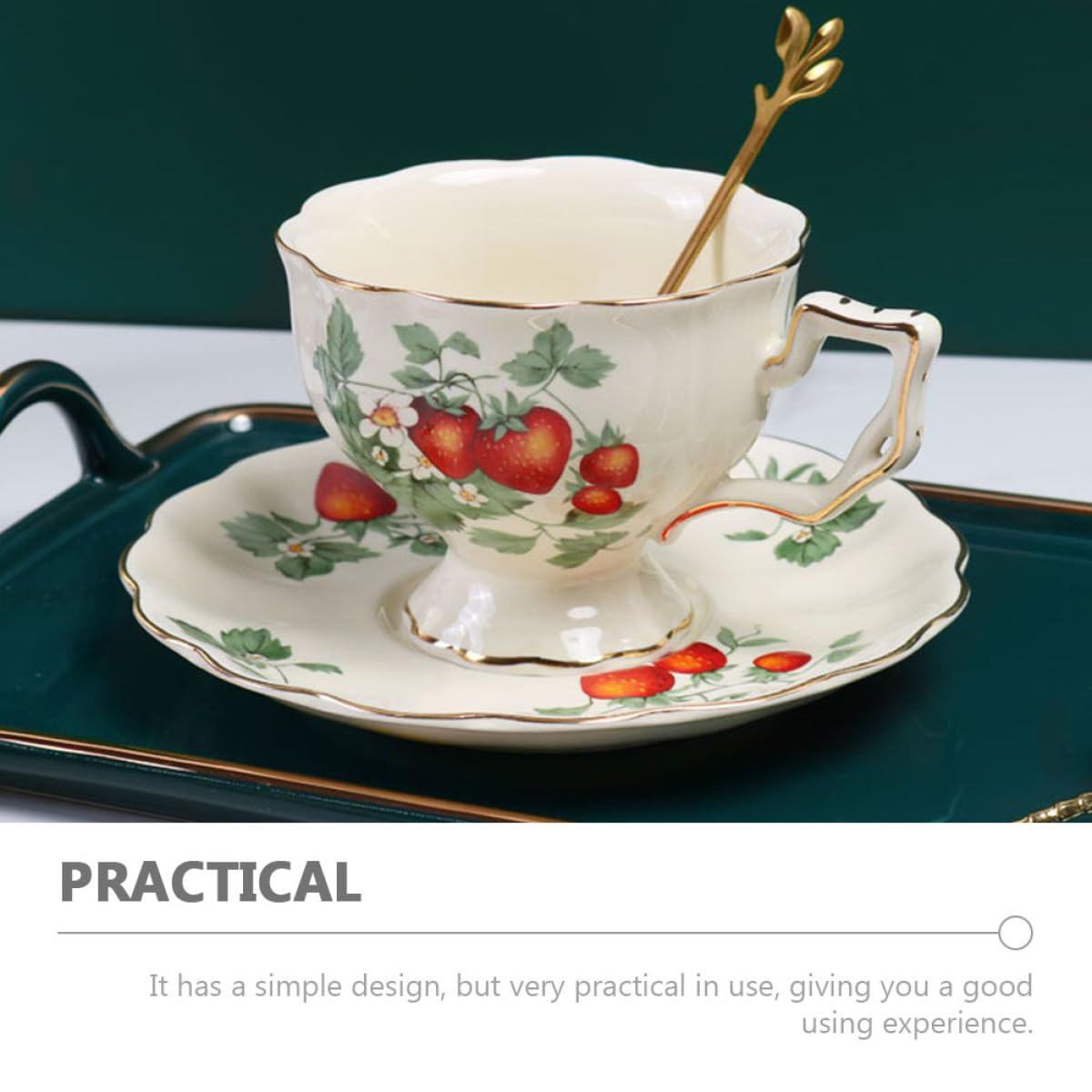 Operitacx Keramik Kaffeetassenset mit Untertasse im Europäischen Stil Einfach zu Reinigen Praktisches Design für Zuhause und Restaurant 1 Satz Retro Kaffeebecher