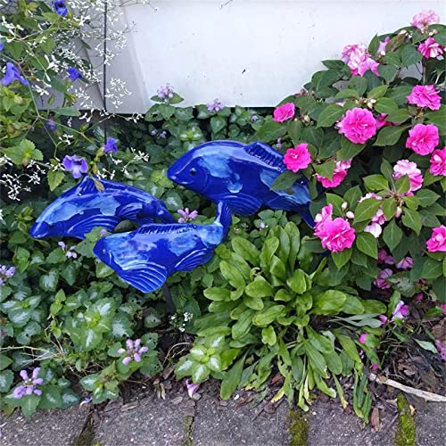 Tkttbd Garden Koi Statue, Fish In The Garden, Resin Koi Sculpture Fairy Garden Decoration, Koi Statue Outdoor Garden Decoration,Grey #TOP2