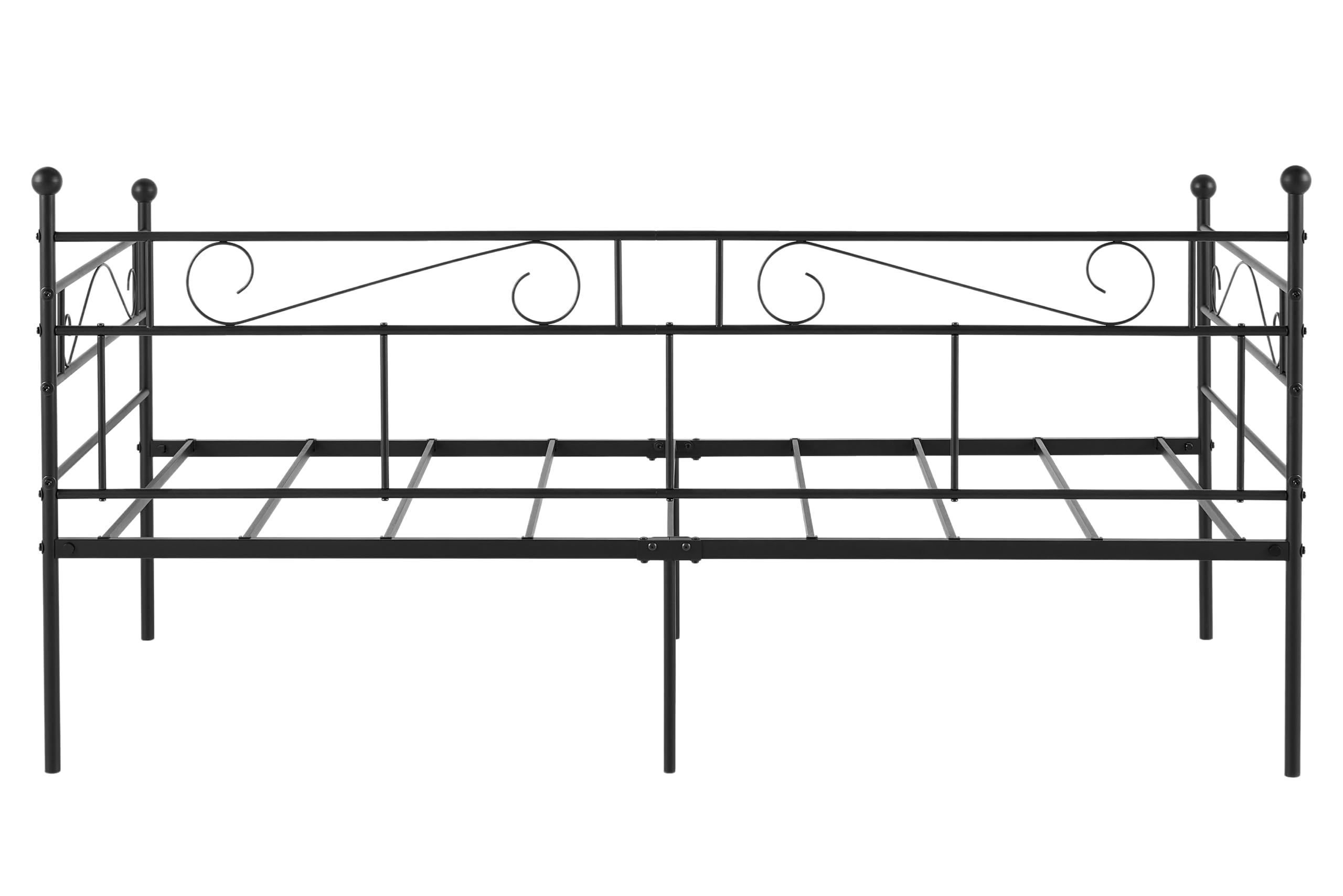 Divano Letto 90x190cm, Struttura Letto Singola in Metallo, Spazio per Riporre gli Oggetti Sotto Il Letto, Letto Singolo, Adatto Per Soggiorno, Camera da Letto o Balcone, Nero