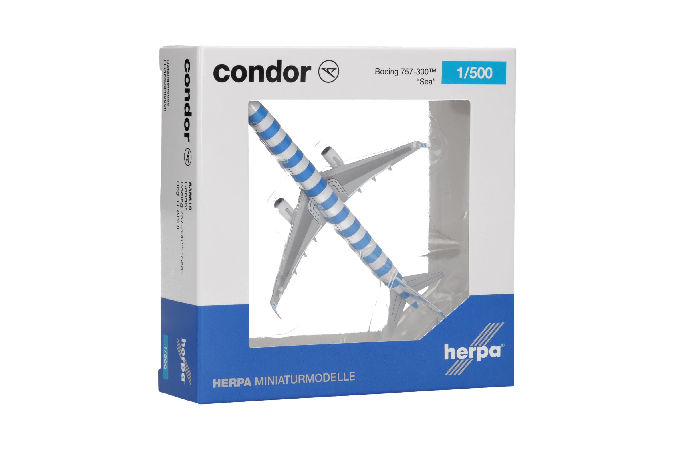 Herpa Modellflugzeug Condor Airbus Boeing 757-300 "Sea, Miniatur im Maßstab 1:500, Sammlerstück, Flugzeug Modell ohne Standfuß, Metall