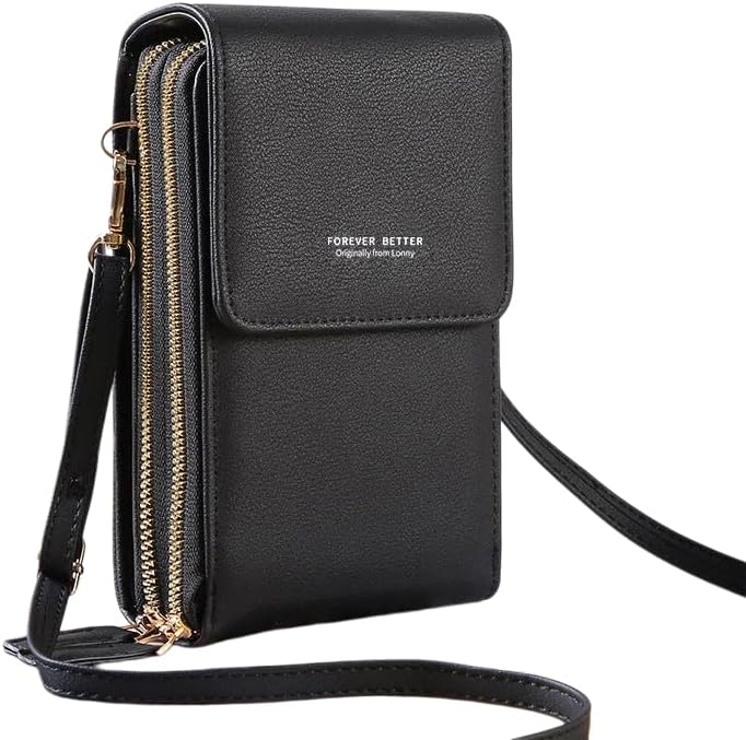 Anti-Theft Leather Bag RFID Block Phone Purse Crossbody for Women Touchscreen Mini Phone Purse Crossbody Bag