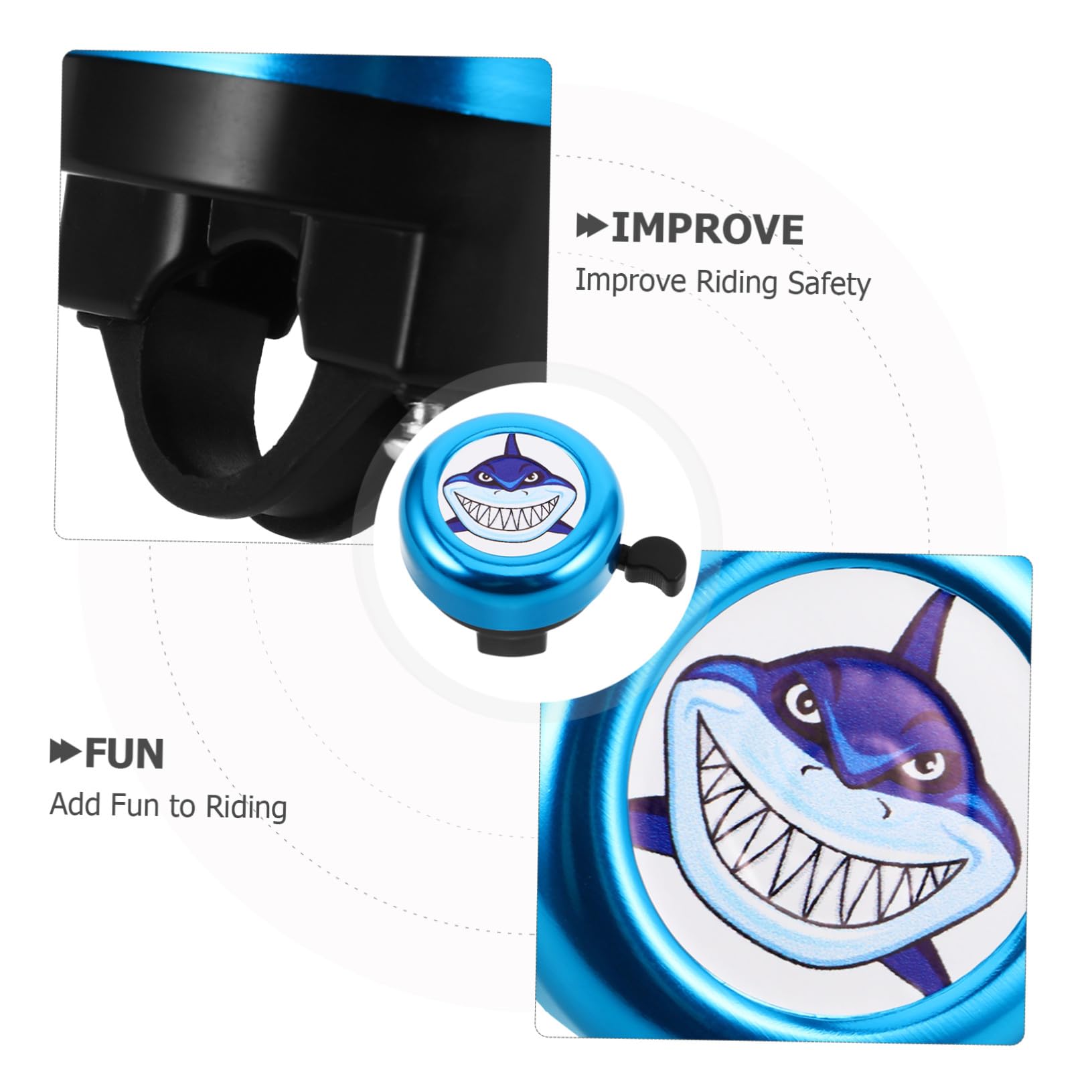 10 Stück Fahrradklingel Shark Design Laut Aluminiumlegierung Einfache Montage für Jungen Mädchen Roller Laufrad Zubehör Sichere Attraktive Klingel für Kinderlenker