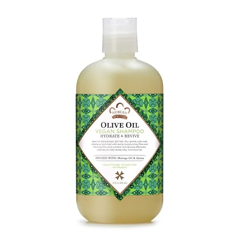 Nubian Heritage Champú para cabello seco Aceite de oliva Hidratar y revivir, fresco, 12 onzas