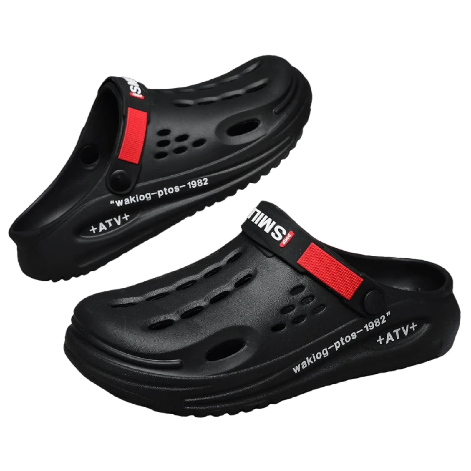 Gyios Summer Slippers Clogs Sandals Men Soft Sole Breathable Beach Home Outdoor Antiskid Slippers-black-42-43