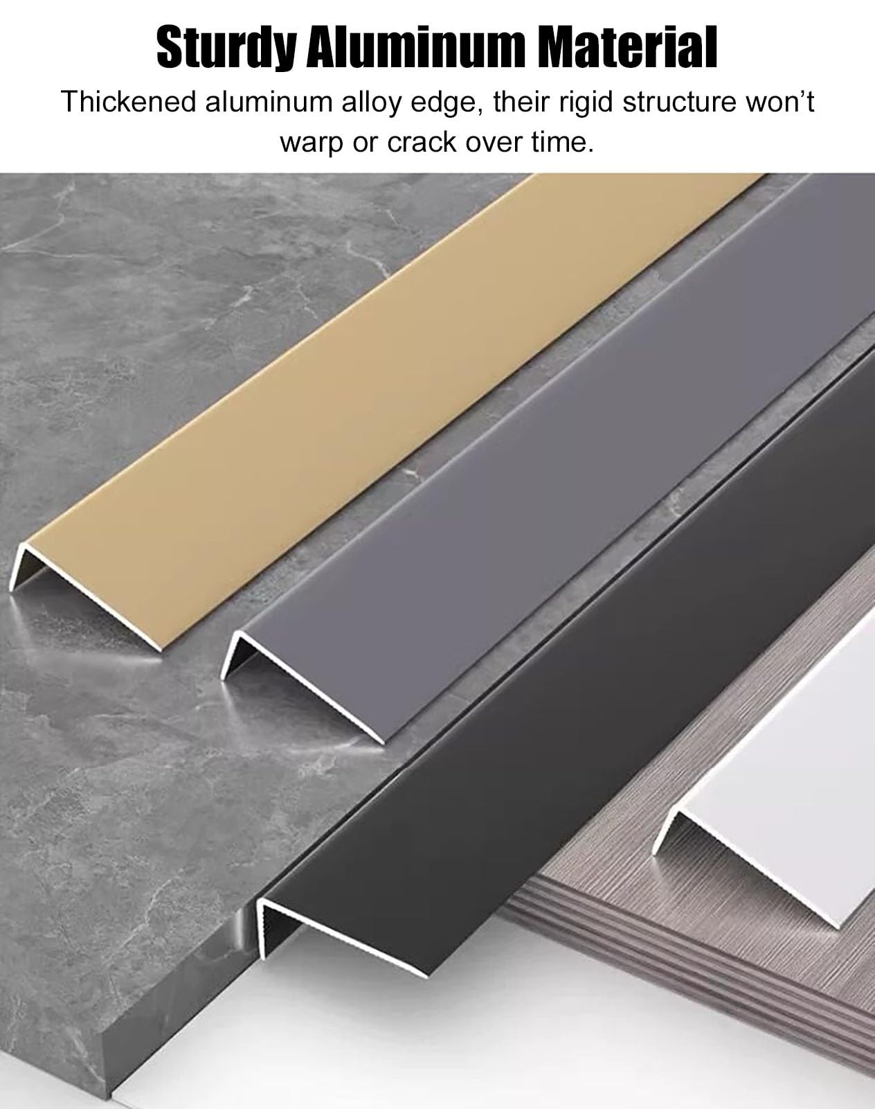Übergangsprofil 3er-Set Türschwellen aus Aluminium, Übergangsprofil für Fliesen- und Holzböden, Zuschneidbare L-Profil-Kantenschutzleiste(Gray)
