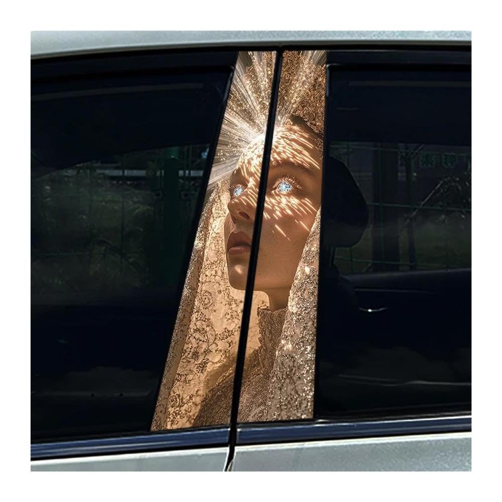 Body Parts 2PCS Chinese Style Beauty Mask Butterfly Car B Pillar Sticker Waterproof Center Column Decals(C)