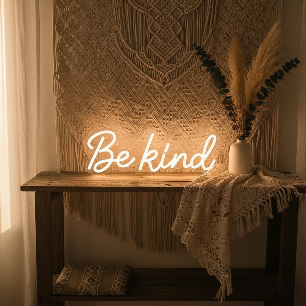 Be Kind Neon Sign, Classroom Neon Sign Dimmable LED Kids Neon Lights Inspirational Signs for Wall Decor, Warm White Be Kind Light Gift for Classroom, Bedroom, Kids Room, Dorm, Office, Bookstore Boutique