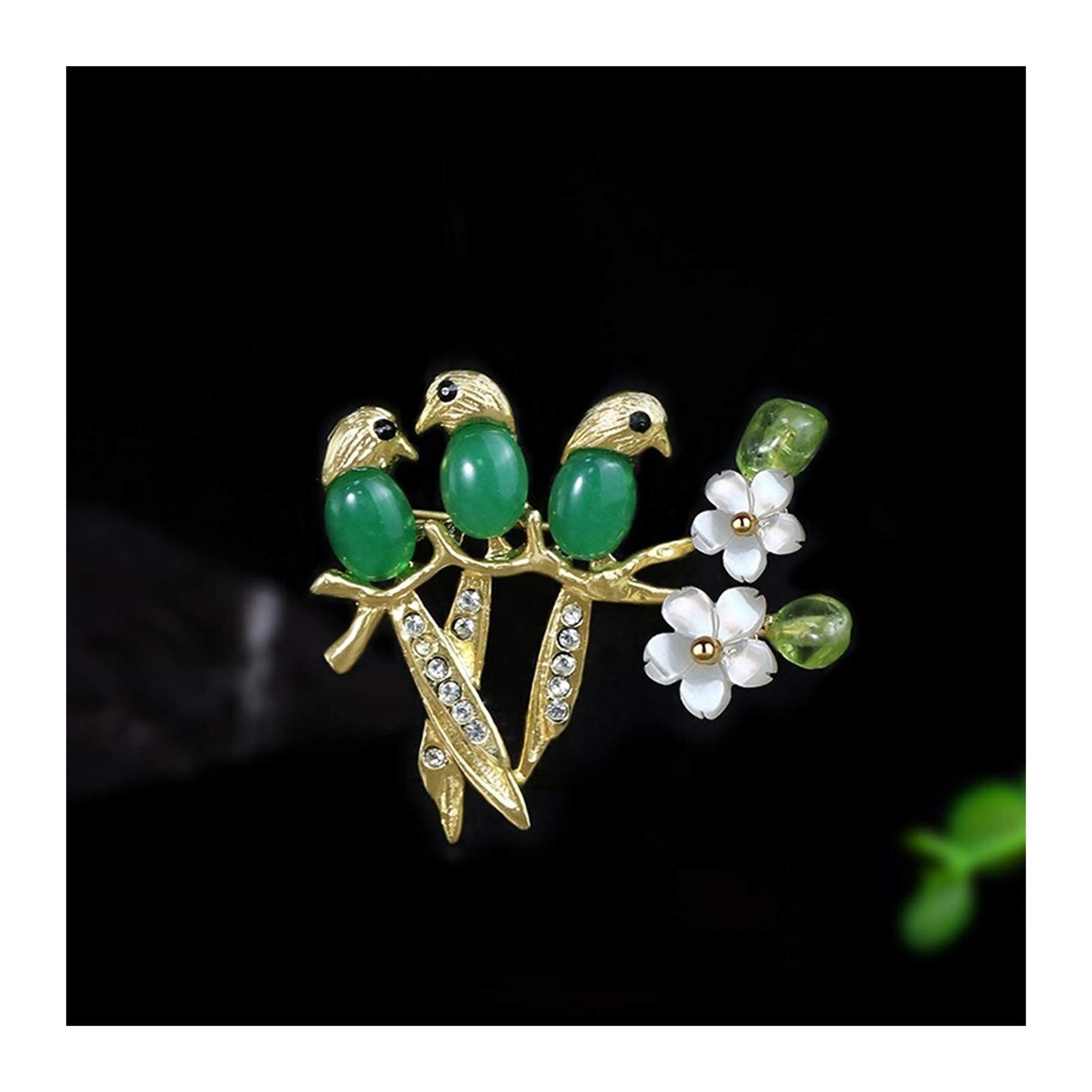 Brosche Kleine Vögel Broschen Chalcedon Vogelbrosche Pins Temperament Kleidung Zubehör Frauenanzüge Kleid Bankett Brosche Geschenk (grün) Broschen & Anstecknadeln