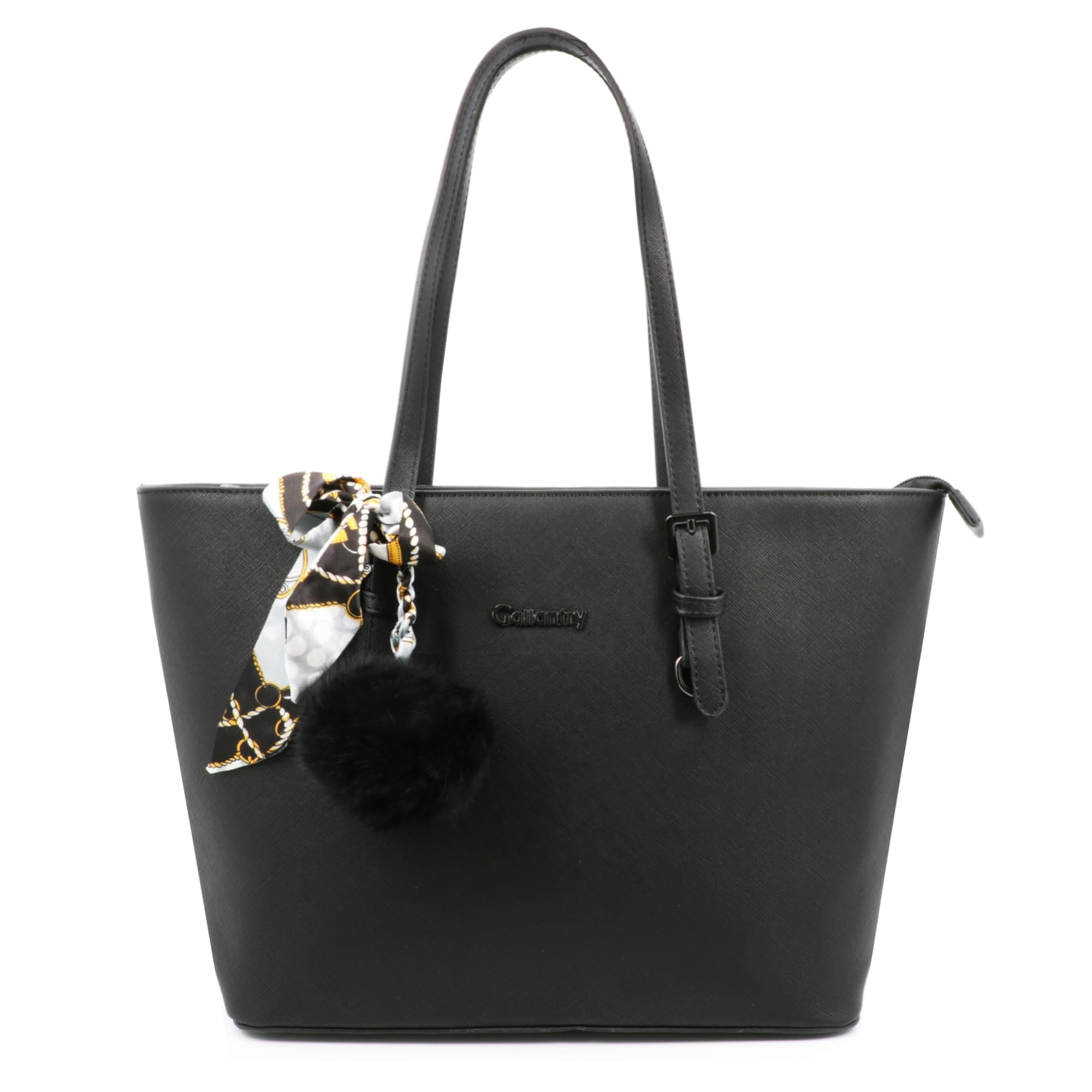 Sac à Main Femme Gallantry Pompon Fourrure Imprimé Similicuir Saffiano Format A4