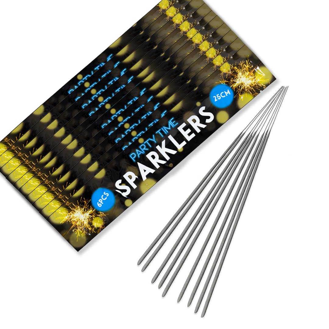Hand-Held Sparklers 25cm - 10 Packs of 6 - Ideal for Bonfire Night, Halloween, Christmas, and New Year Celebrations - Total of 60 Sparklers