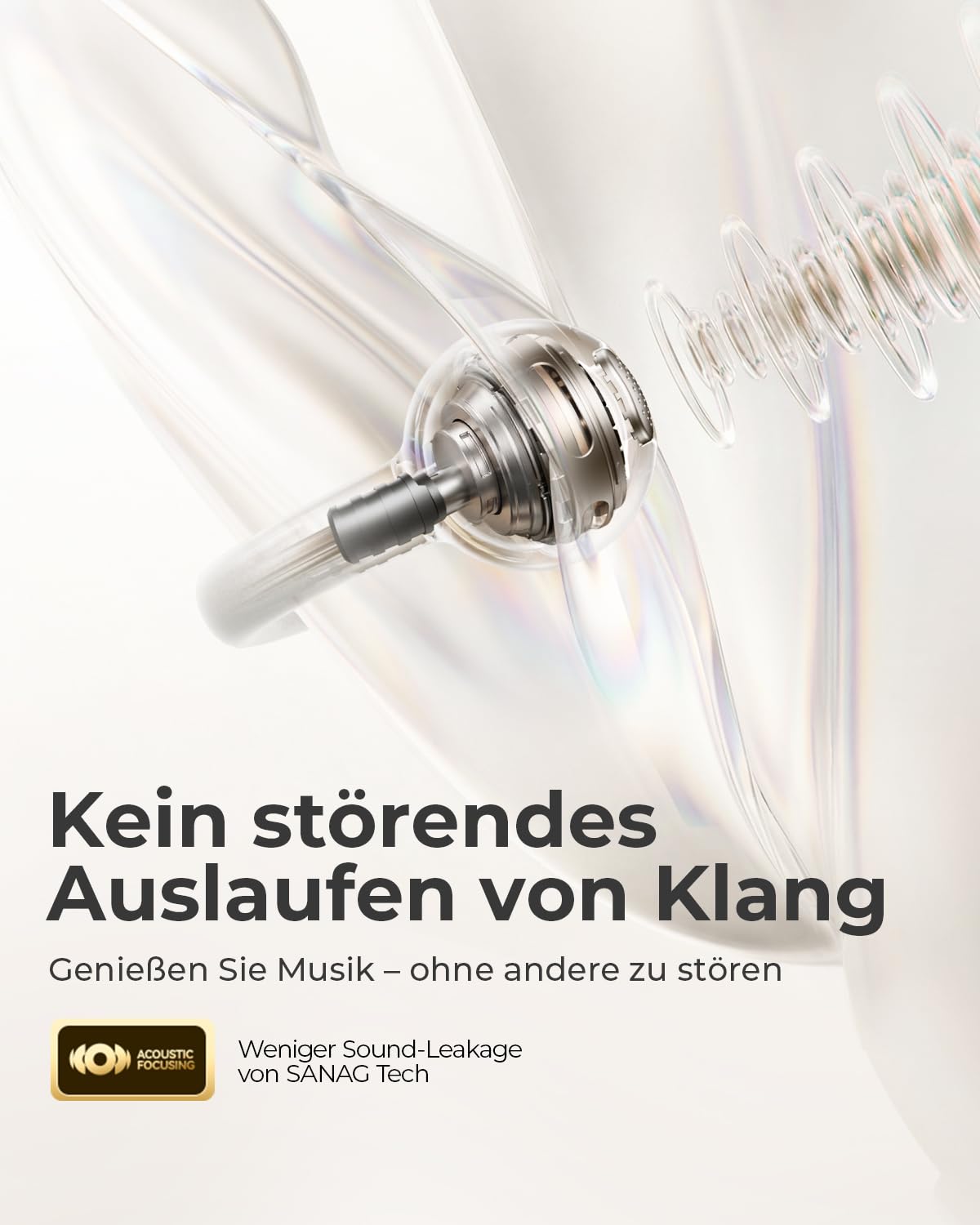 SANAG Open Ear Kopfhörer, Clip on Kopfhörer, Bluetooth 6.0, 42H Spielzeit, IP67 Wasserdicht, ENC Geräuschunterdrückung für Anrufe, Sicherer Halt für Laufen, Radfahren & Wandern