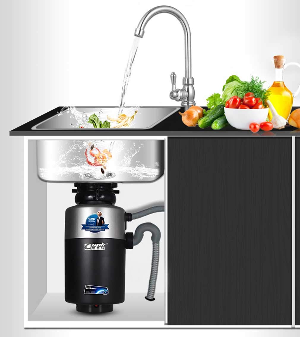 Duradero Trituradora de Fregadero silenciosa, Conveniente triturador de residuos Sifón Conveniente triturador de Ruido Cocina, Black