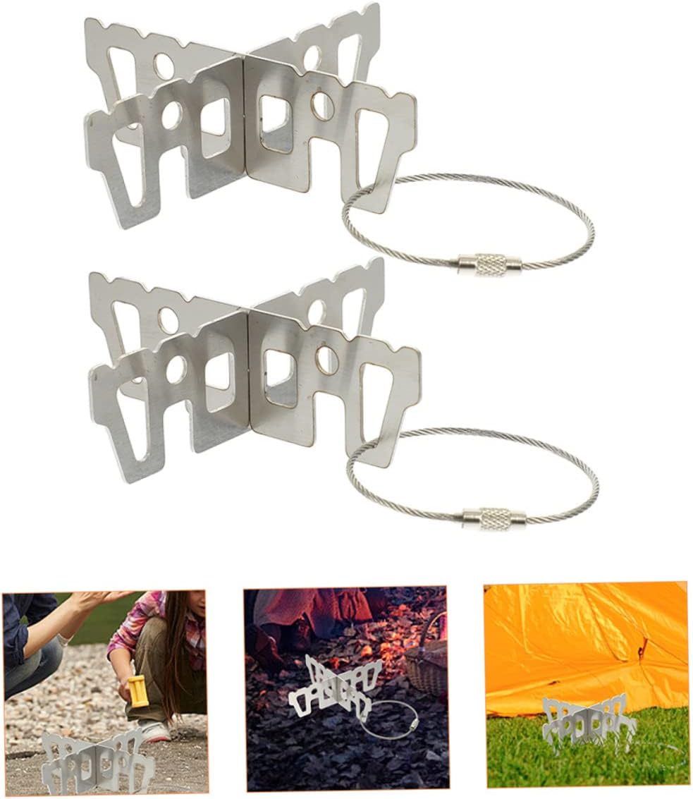 2pcs Portable Camping Stove Stand Rack Sturdy Stainless Steel Camping Cooking Gear Alcohol Stove Rack image 3