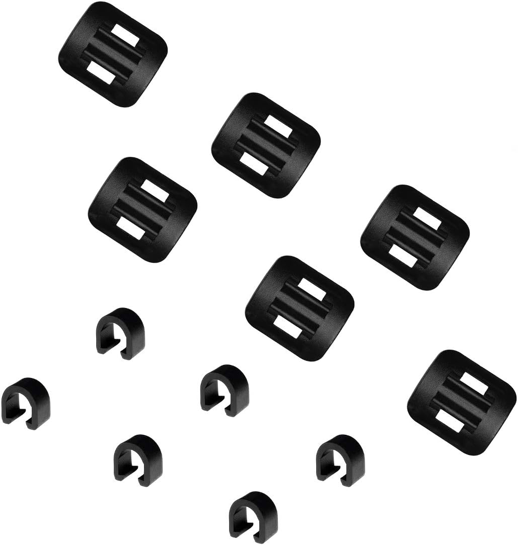 FarbetterAlloy Stick-On Guides W/C-Clips, C-Clips Clamps Housing Hose Guide with Adhesive Seat for MTB Road Bike Hydraulic Brake Cable, Brake Derailleur Shift Cables, 6 Sets (6pcs Base+ 6pcs Clip)