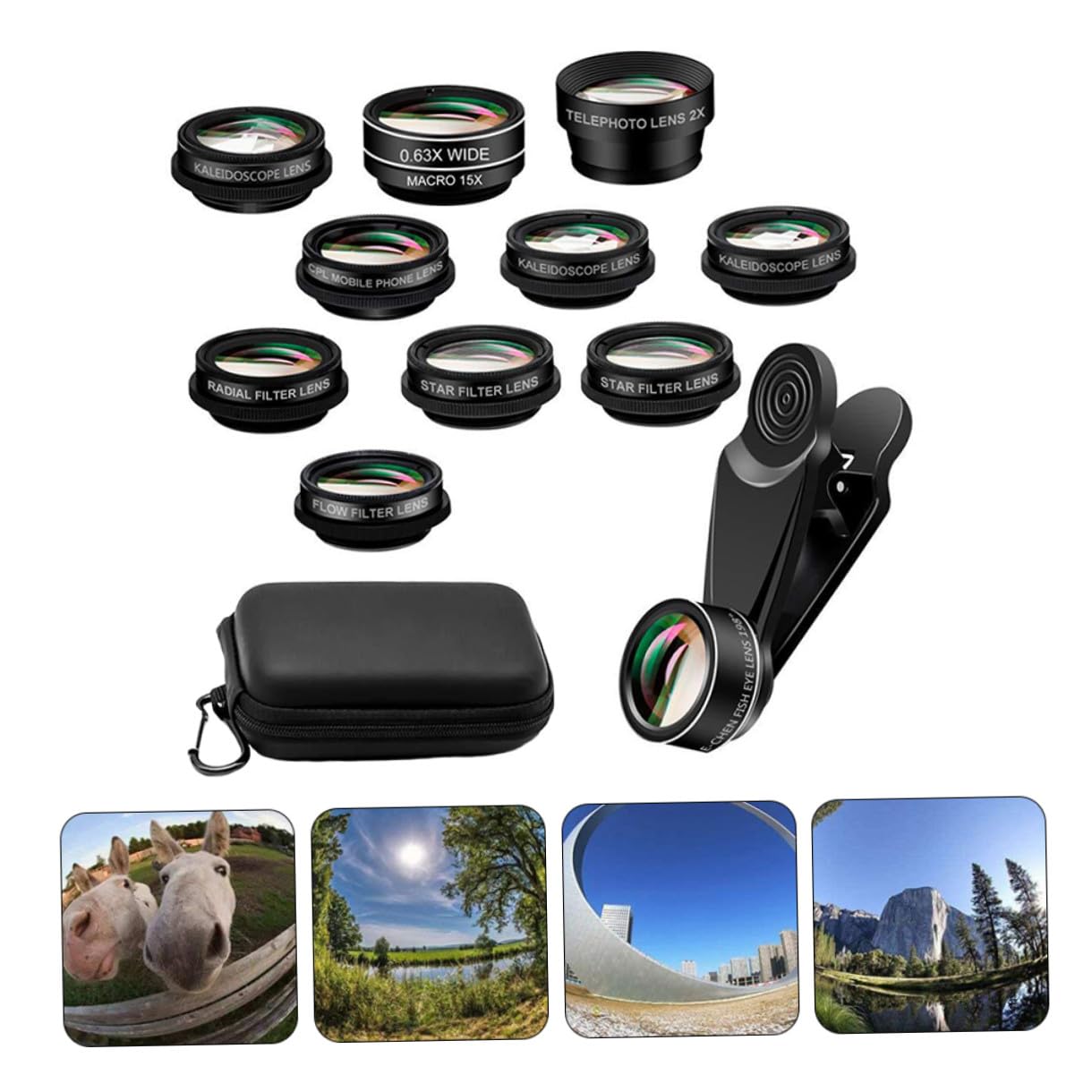 ifundom 2juegos Lentes De Fotografía para Teléfonos Móviles Lente Gran Angular y Macro Compatible Dispositivos Incluye Clip y Funda De Almacenamiento