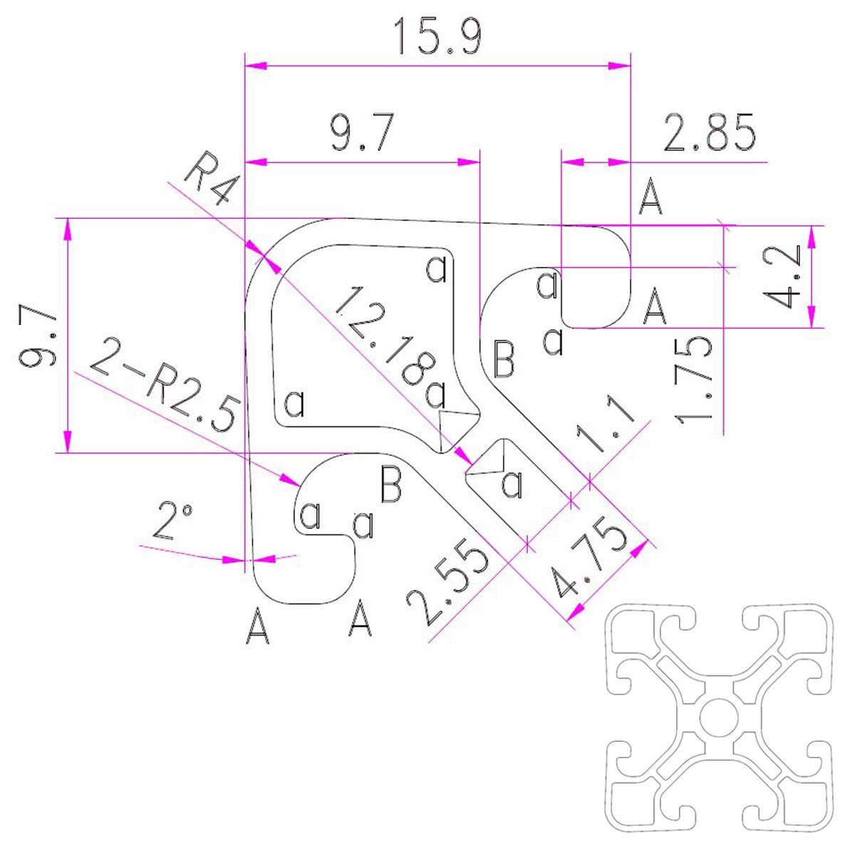 SCHMIDT systemprofile Aluprofil 40x40 mm Nut 8 Typ I 2000 mm - Aluminiumprofil eloxiert, Strebenprofil 4040, Konstruktionsprofil für Maschinenbau, Werkbank & DIY