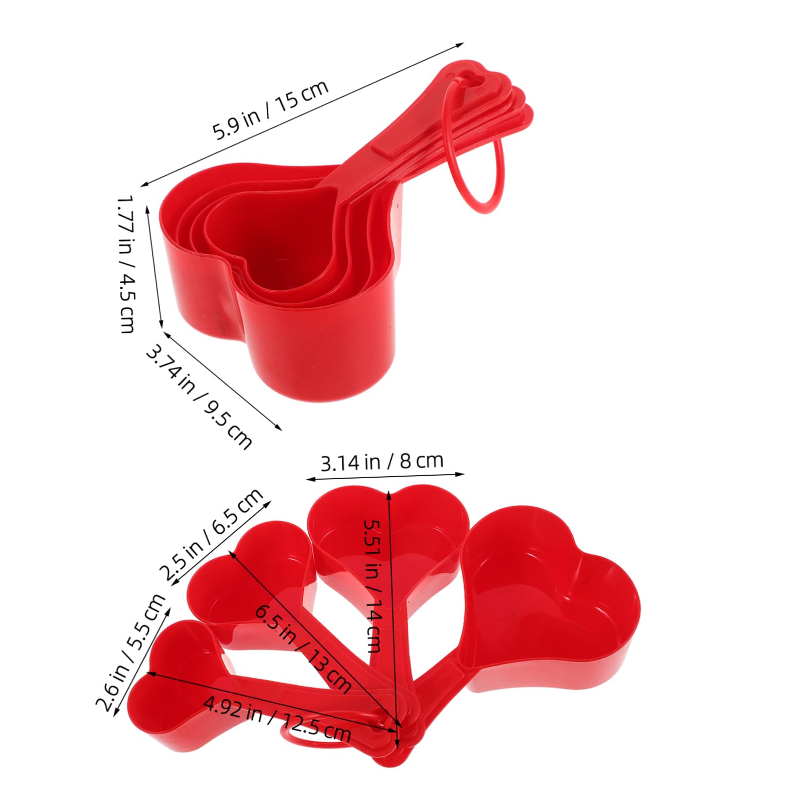 CONGARTENO 1set Cute Heart Shaped Measuring Spoon Set Plastic Spoons for Baking Cooking for Weddings Christmas and Everyday Use Easy to Clean Compact Storage