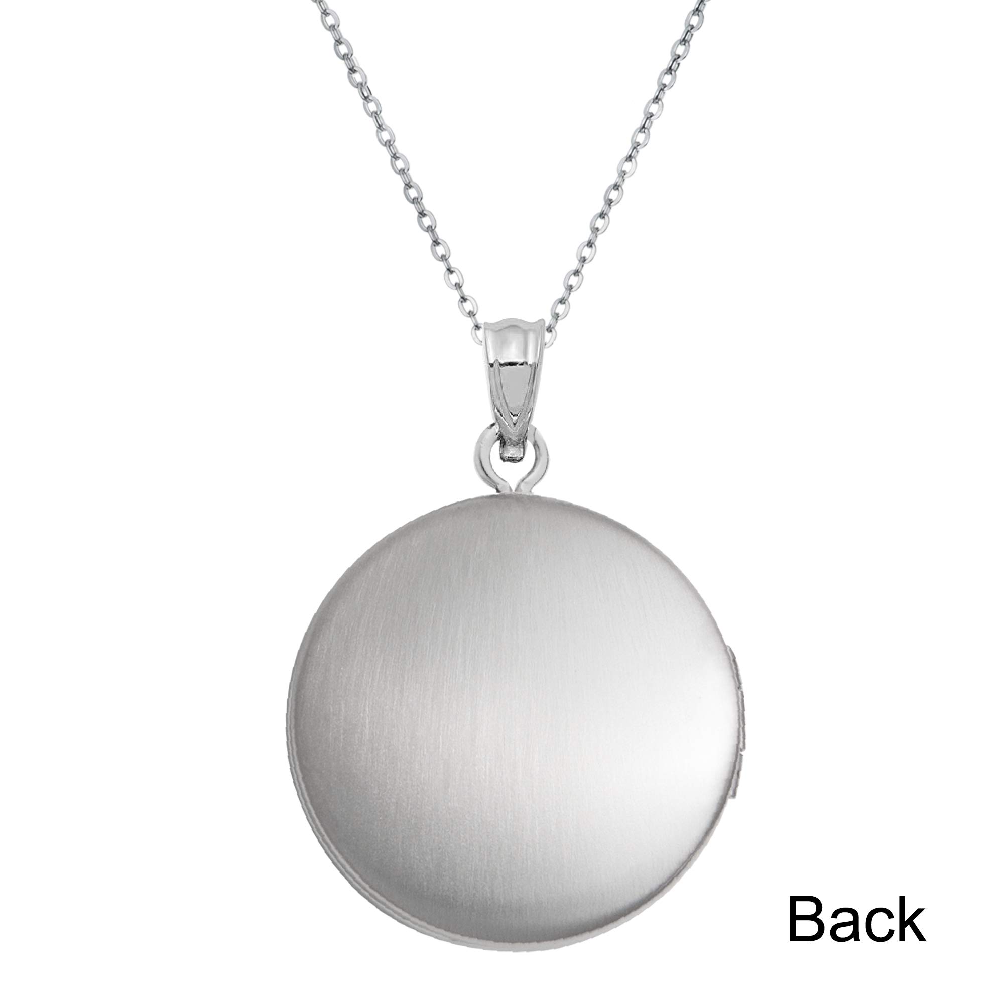 Qina C - Ciondolo in argento sterling rodiato con foto rotonde da 24 mm, per foto da 45,5 cm e Argento, colore: Solo medaglione., cod. PN0081-20MX1