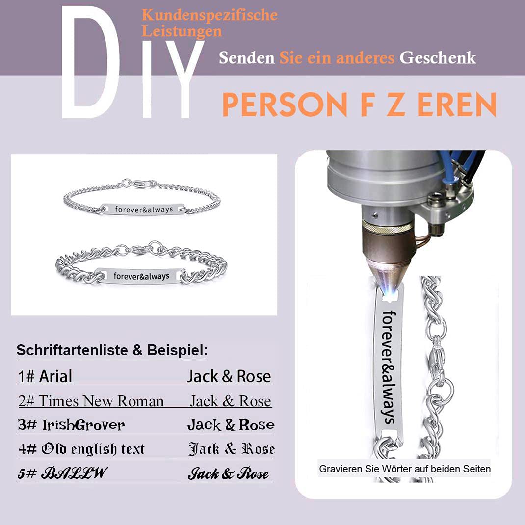 2 Pièces Bracelets Personnalisé Gravure - Bracelets Couple/Sœur/Famille, Cadeau pour Anniversaire de Mariage, Couple, Maman Papa Femme Homme