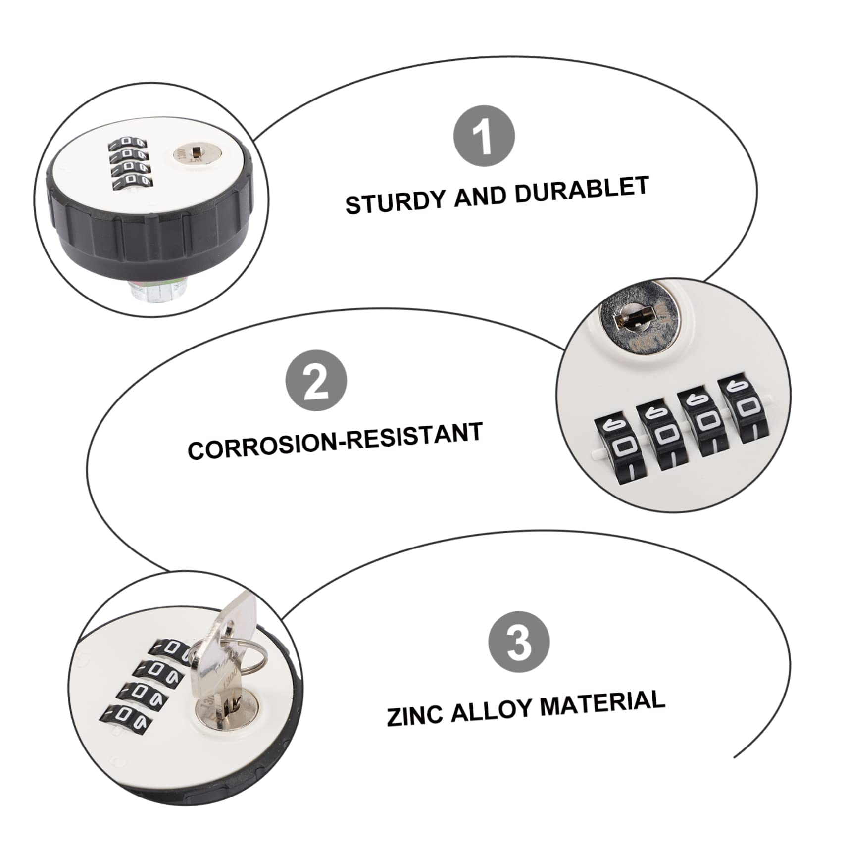 UKCOCO 3pezzi Serratura Combinazione Codici Lega Di Zinco Per Armadietti e Sicurezza Resistente Per Ufficio e Palestra