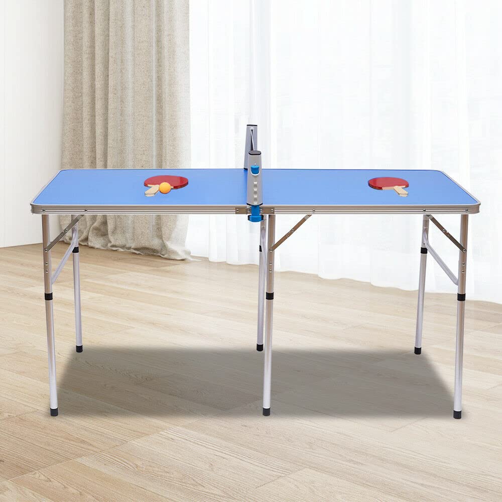 Tavolo da ping pong 152 x 76 x 76 cm, set completo per casa e giardino, include 1 tavolo da ping pong, 2 racchette e 3 palline da ping pong