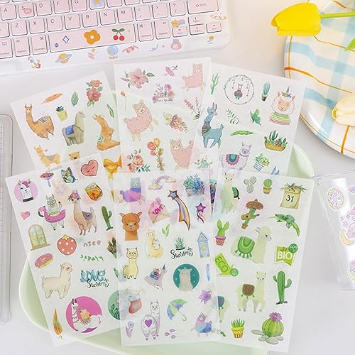 Miniatura 2 de Lindas calcomanías de alpaca washi, cactus, suculentas, flores, encantadoras calcomanías de animales para diario, álbum de recortes, planificador de