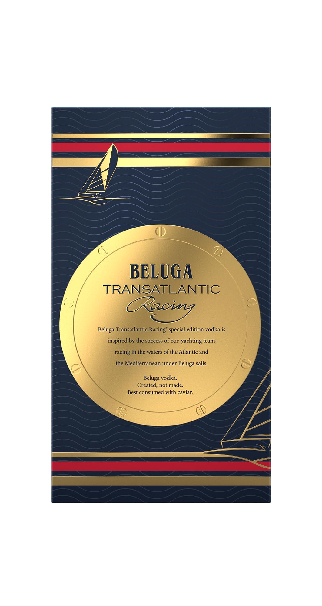 Beluga Transatlantic Racing Vodka 700 ml, 40% Vol. Geschenkset mit Rocks-Glas im Fisch-Design