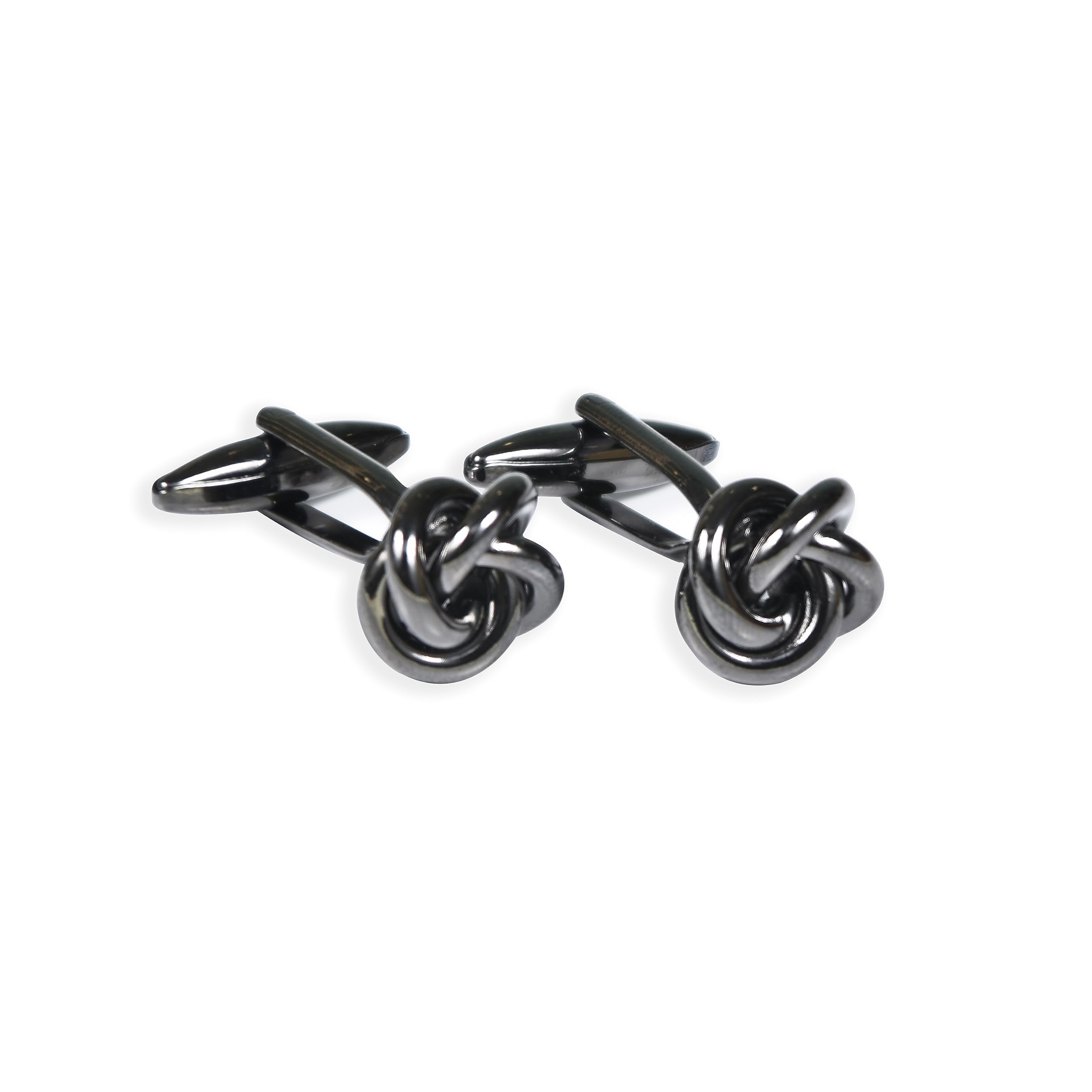 Amelia Entangled Design Black Cufflinks | Circular Black Cufflinks For Men | Black Cufflinks | Formal Cufflinks for Men, std, Metal