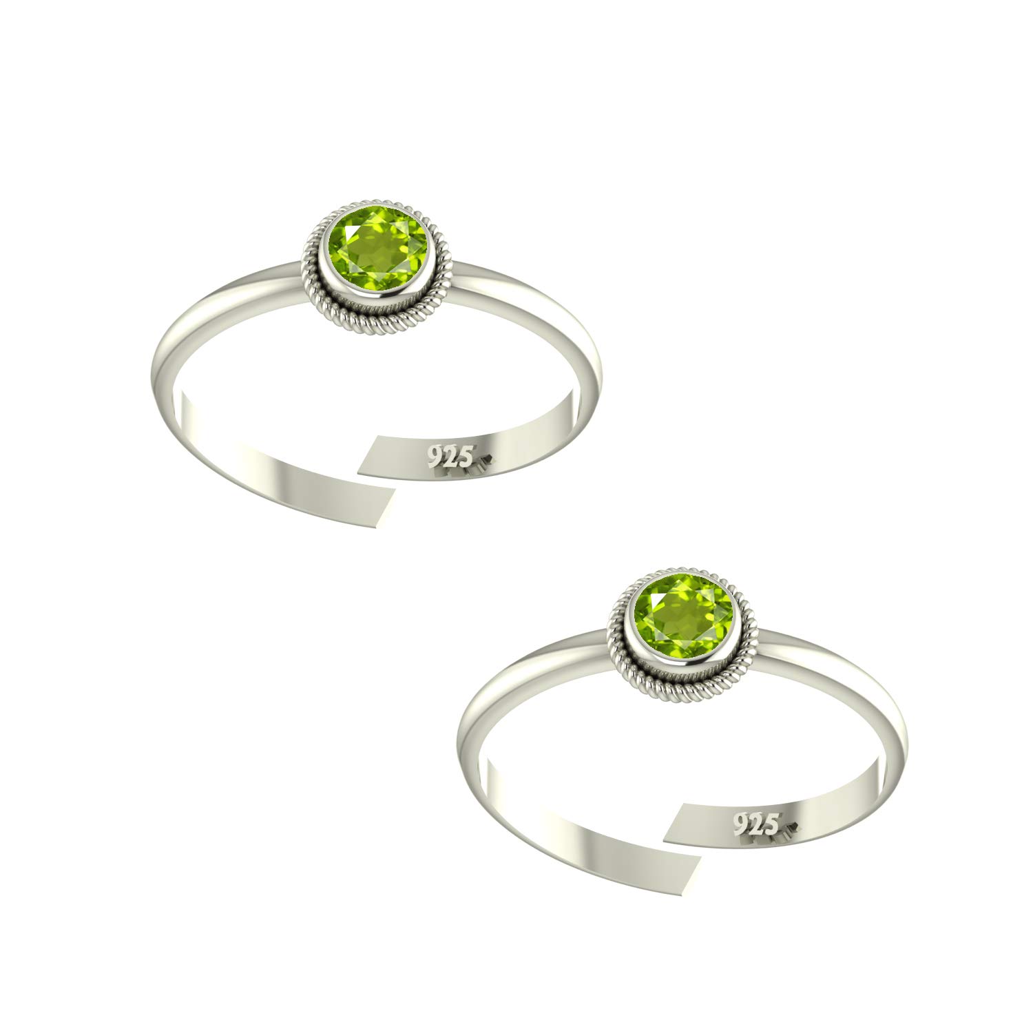 925 CZ Silver Peridot Toe Rings (Leg Finger Rings) In Pure 92.5 Sterling Silver For Women | Toe Rings for Women and Girls | Chandi Bichiya-image-39