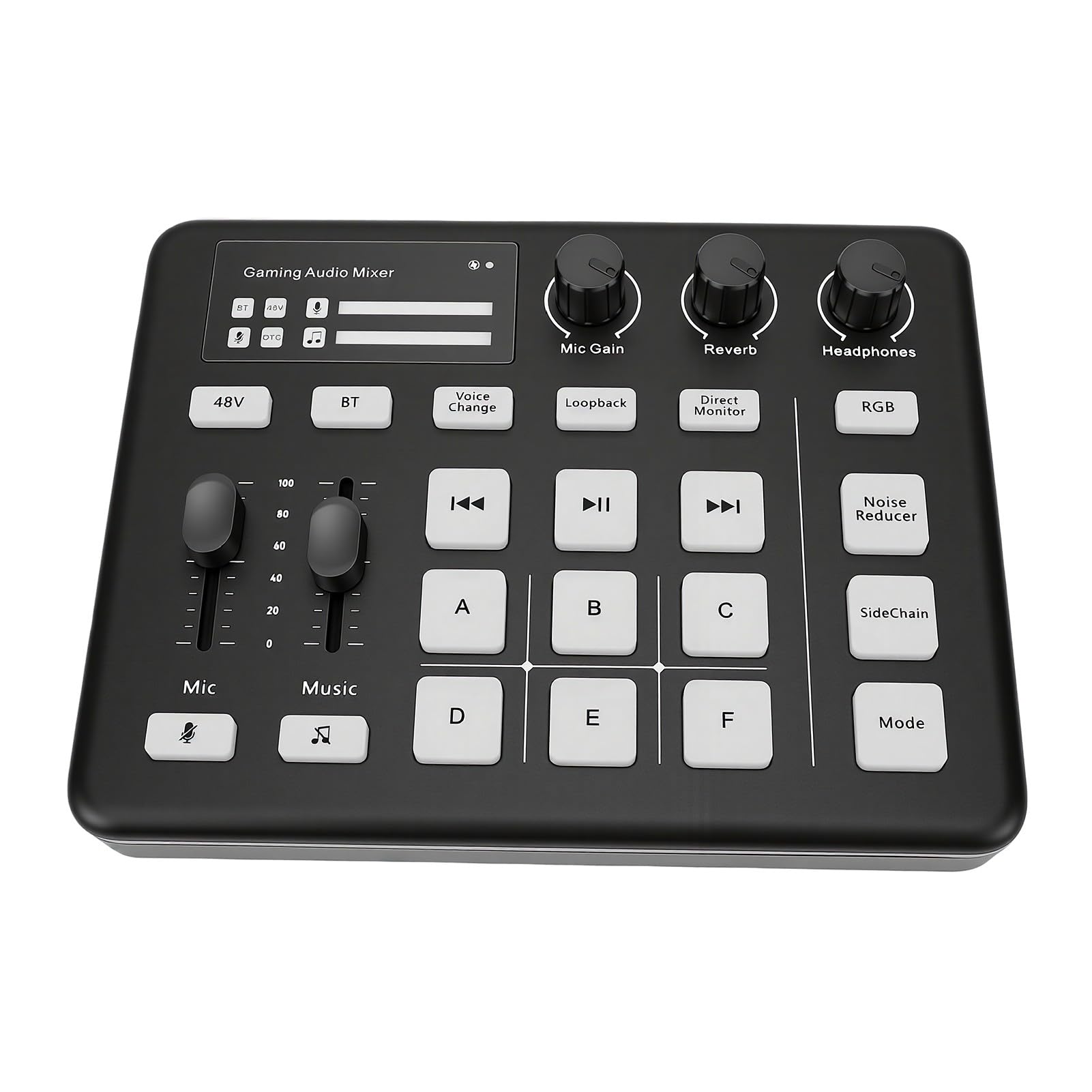 Live-Soundkarte, Bluetooth 3,5 Mm AUX-XLR-Eingang (BLACK) | Sound-Mixer-Board, Sprachwechsler, RGB-Licht, Rauschunterdrückung, für Telefon-Laptop-Podcast-Gaming