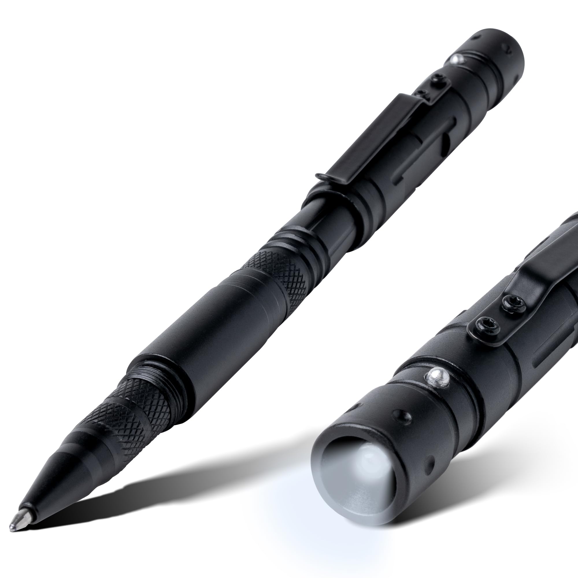 Self Defence Tactical Pen | Battery-Powered Multitool Heavy Duty Military Pen | Featured Flashlight + Glass Breaker + Bottle Opener + Ink Refills | Compact & Concealable Personal Protection