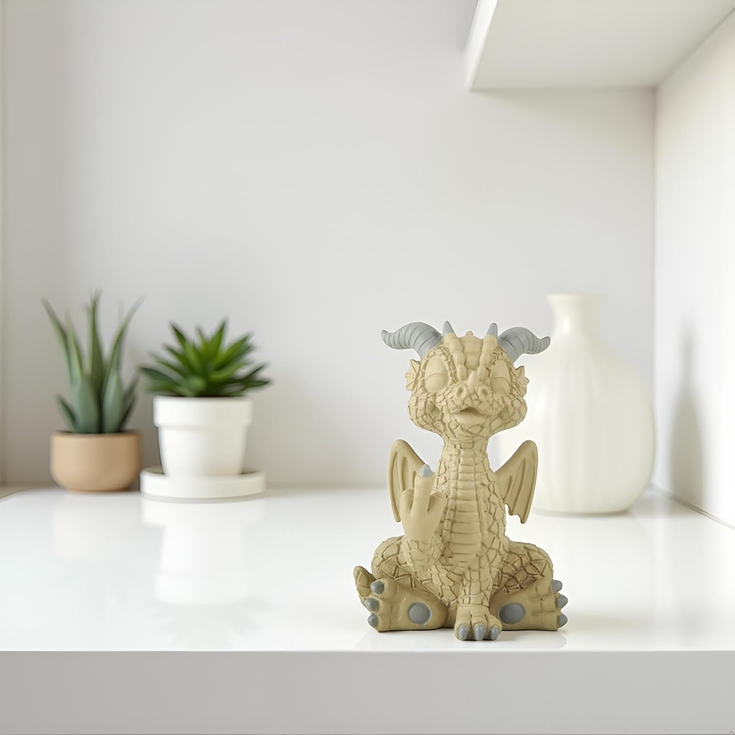 Baby Dragon Middle Finger Figurine, Hilarious Funny Resin Fantasy Decor image 3
