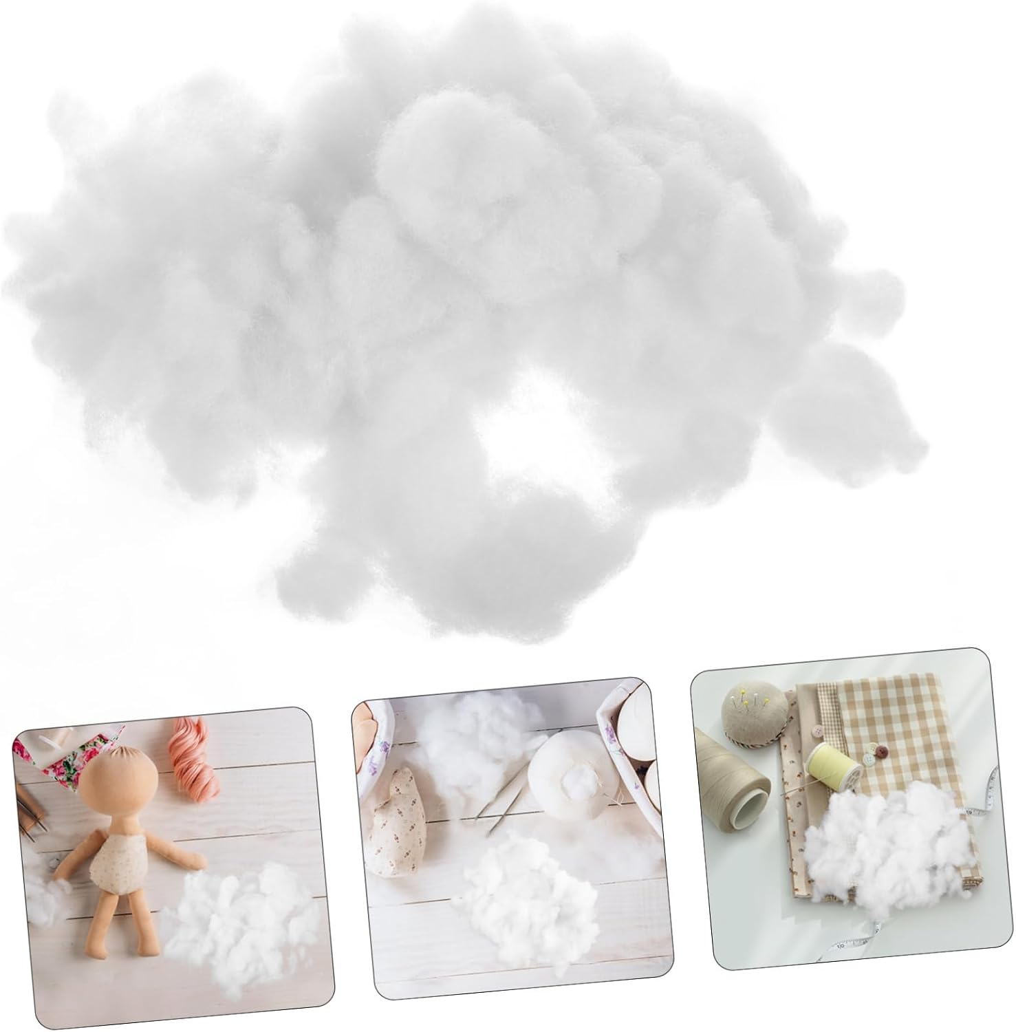 STOBAZA 500g Craft Stuffing for Pillows Cloud Decor Doll Stuffed Material Toy Filling Cotton Safe DIY Friendly Cotton