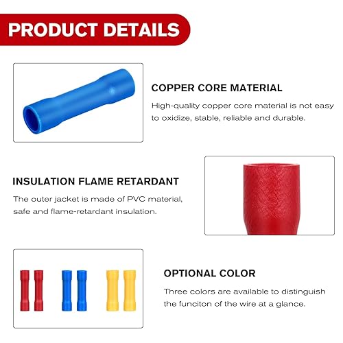 Miniatura 45 de Nilight 50015R - 200 conectores termocontraíbles – Conectores de alambre impermeables – Terminales eléctricos de grado marino automotriz – Kit