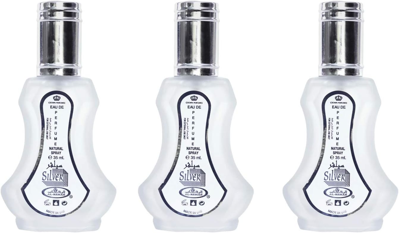 Set de 3 Almizcle Musk SILVER Al Rehab 35ml Perfumes de Mujer Perfumes