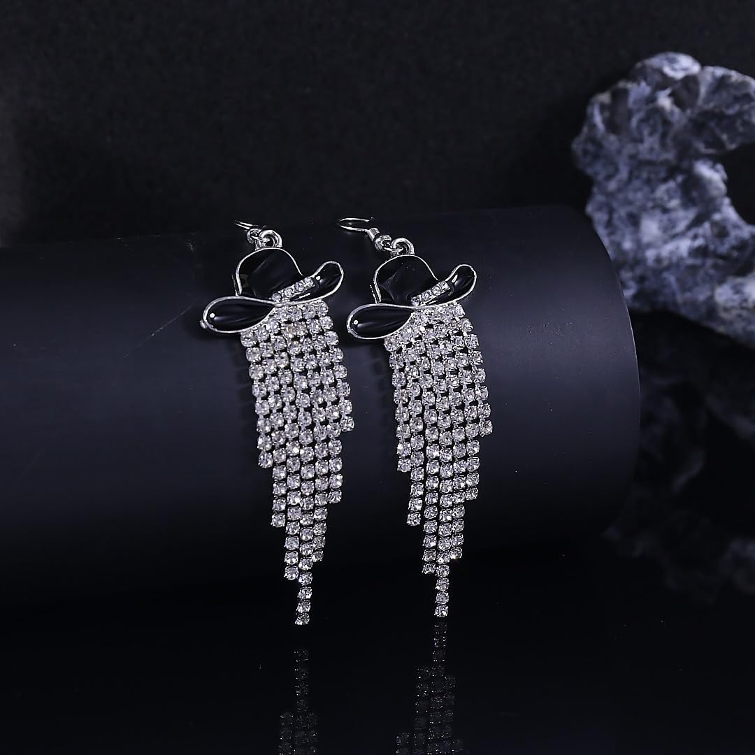 Western Cowgirl Cowboy Hat Earrings for Women Rhinestone Tassel Dangle Earring Boho Cowboy Earring Cowboys Boot Earrings Country Concert Rodeo Outfits Jewelry Gift - Image 6