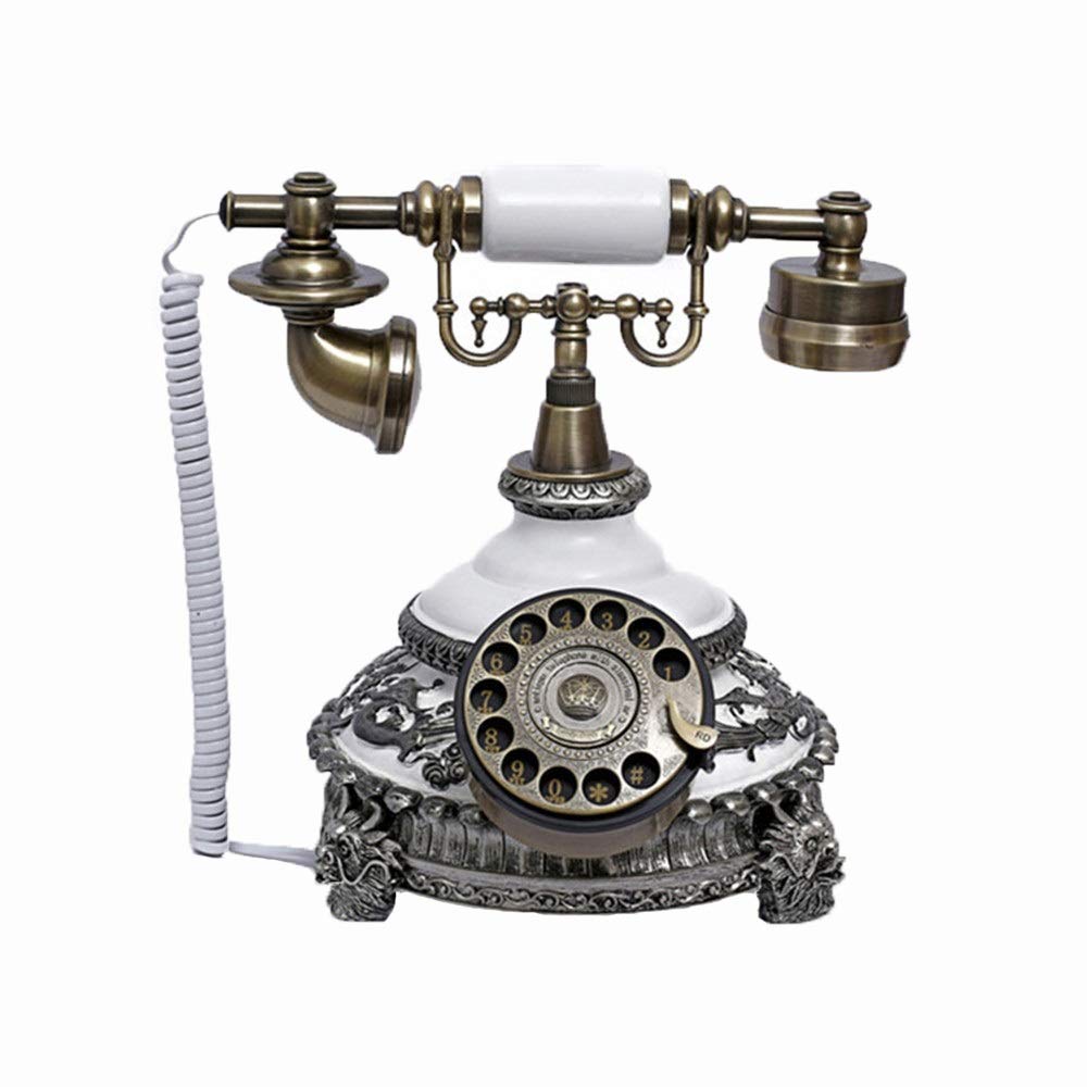 Telefon stacjonarny do domu, europejski telefon antyczny, telefony z tarczą obrotową, telefon stacjonarny retro, telefon stacjonarny na biurko, telefon przewodowy do domu i dekoracji, białe