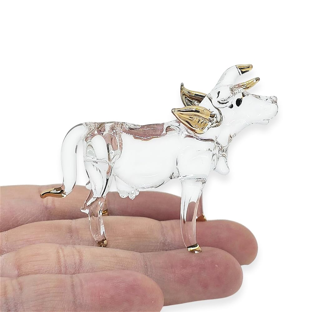Amazon.co.jp: WitnyStore 小さな 2½インチ クリアゴールド 牛の置物