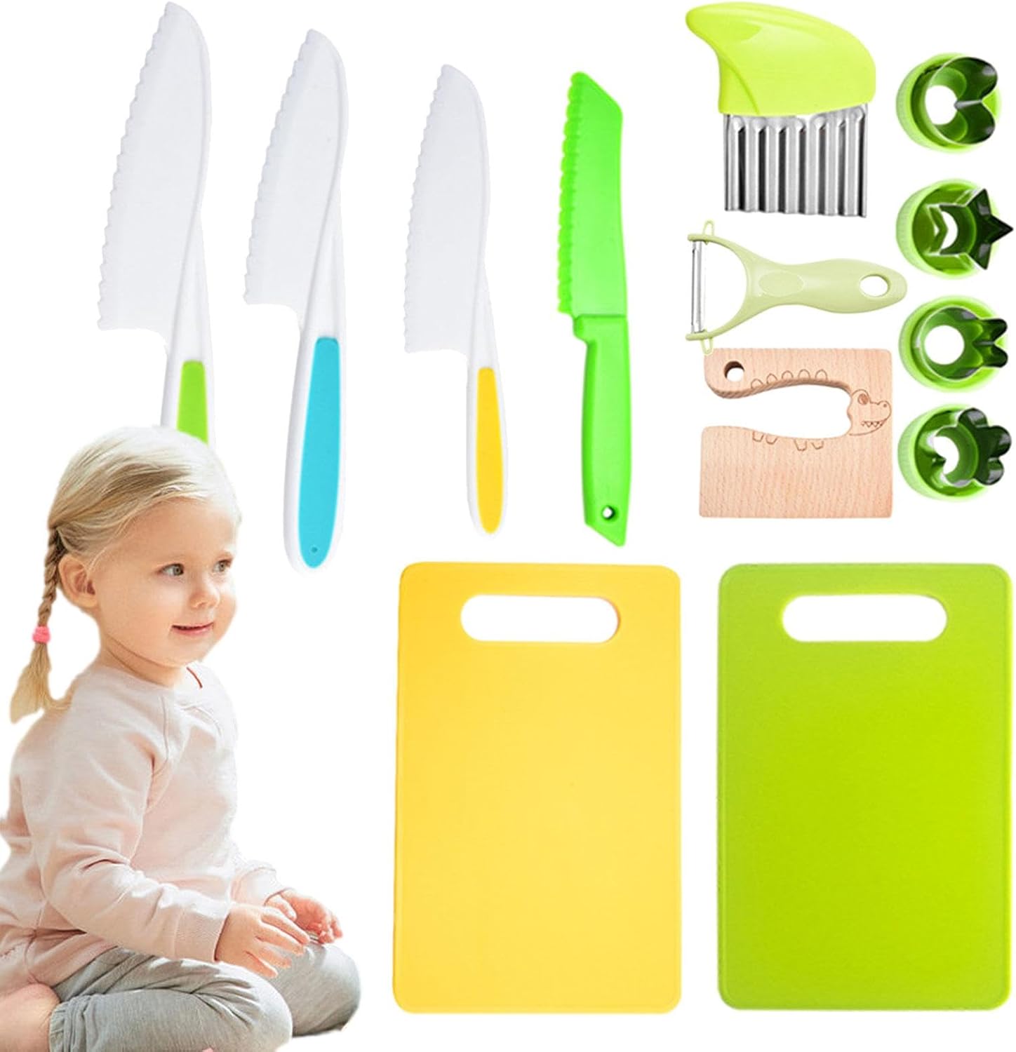 Cutting Board Cutters Set for Kids, Food Cutters for - Multifunctional Safety Kitchen Cutters Kids Safe Kitchen Set - Tools