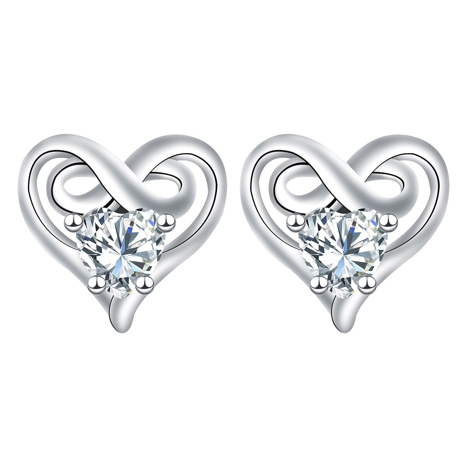 Yinsen Mujer Pendientes Infinito de Plata de Ley 925 de Corazón Circonitas Pendientes, Regalos de San Valentín para Mujeres y Niñas