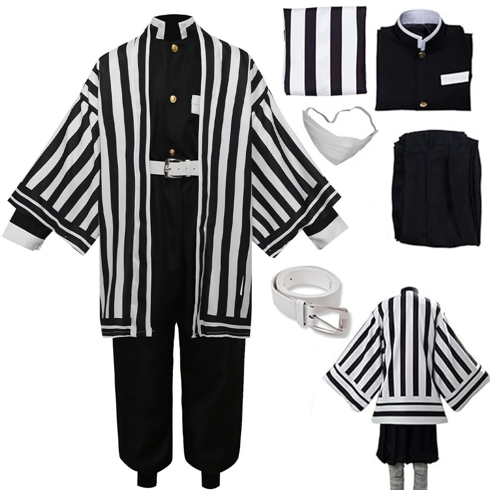 Lmetsky Men Costume Uniform Cosplay Outfit Kimono Suits Set Halloween Female Men (White, X-Small)