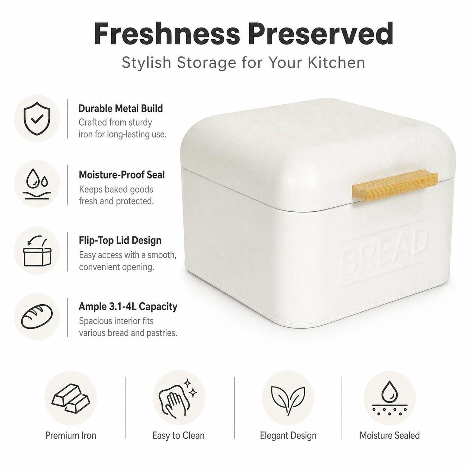 Contenedor Retro Metálico Multipropósito con Mango para Almacenar Pan Repostería Adecuado para Cocina Hogar Panadería