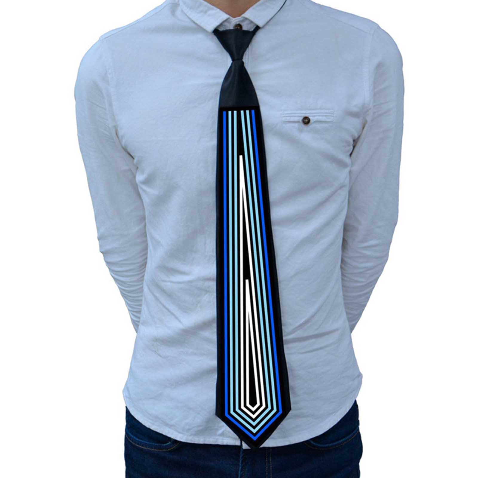 TERRIFI Light Up Neckties, Multi Color LED Illuminated Tie - Voice-Activated Light-up Tie, Flash According to Music Rhythm, Fiber Optic Costume, Rave Party Gift, Costume Accessory for Birthday Party