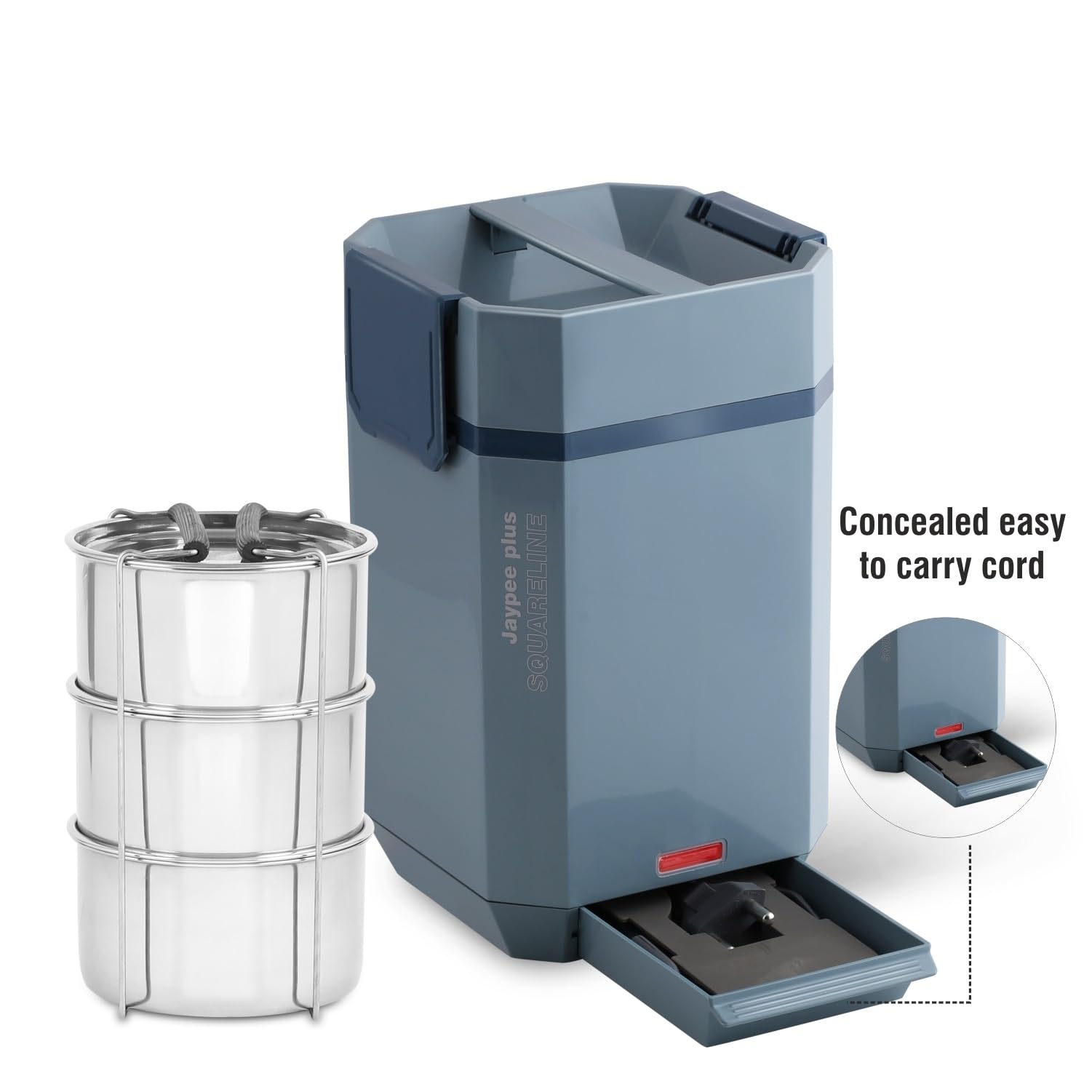 Jaypee Plus Squareline Electric Lunch Box - Keep Food Warm! -8