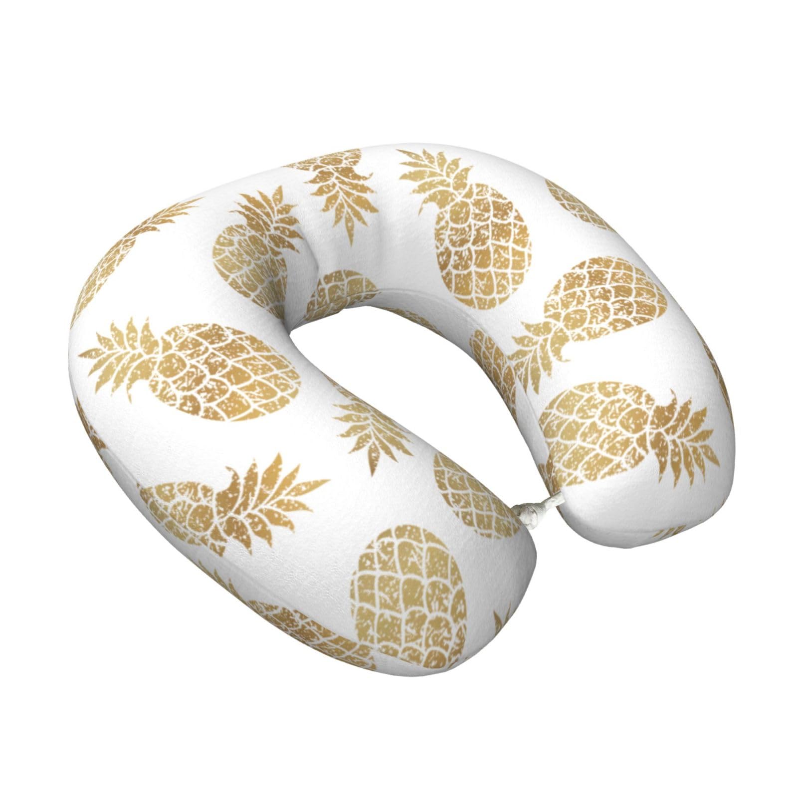 Yyoretp golden pineapple background Print Travel Pillow Pure Memory Foam Neck Pillows Portable Headrest for Airplane