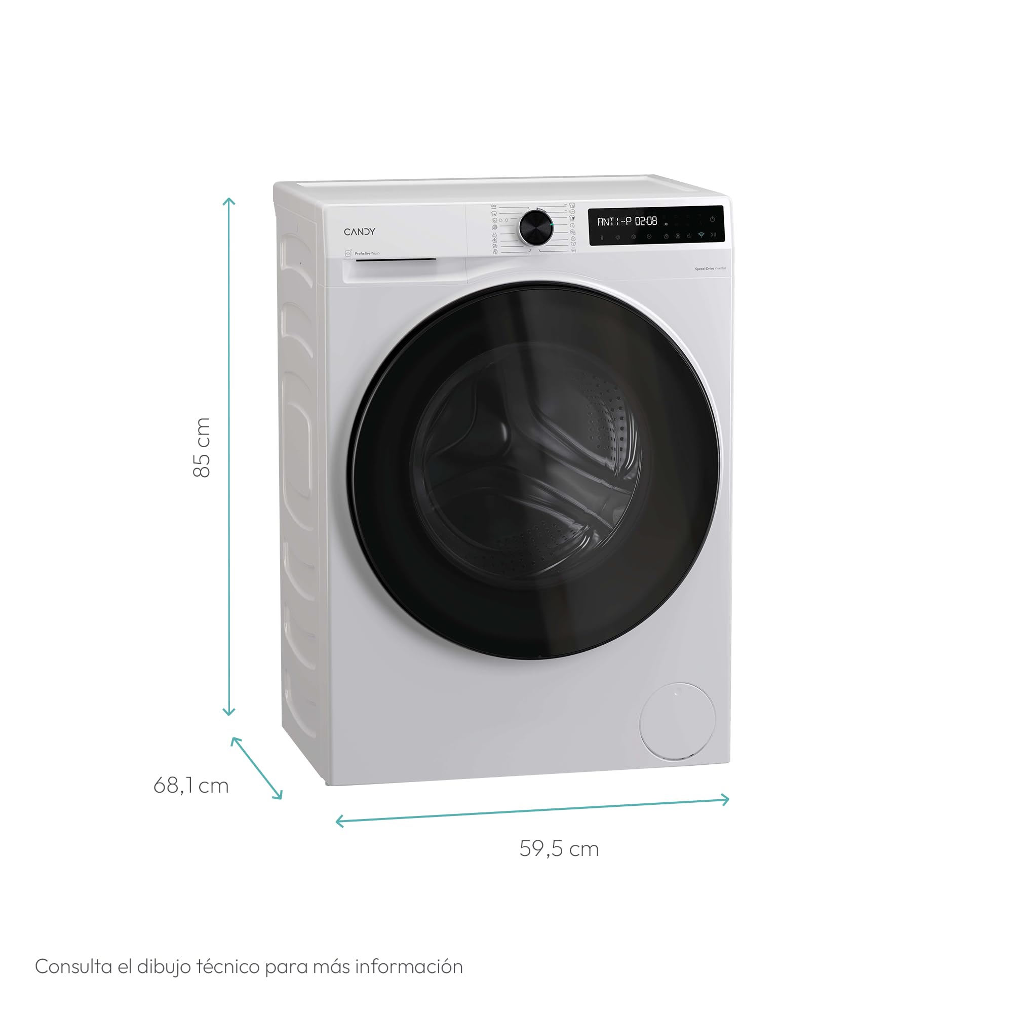 Candy ProWash&Dry 500 - BWR 4128BL8-S Lavasecadora, 12KG+8KG, 1400RPM, Pantalla Táctil + Rosca, Motor Inverter SpeedDrive, 16 Ciclos, 6 Rápidos, Funciones Higiénicas, Wifi, Inicio Diferido 24H, Blanca