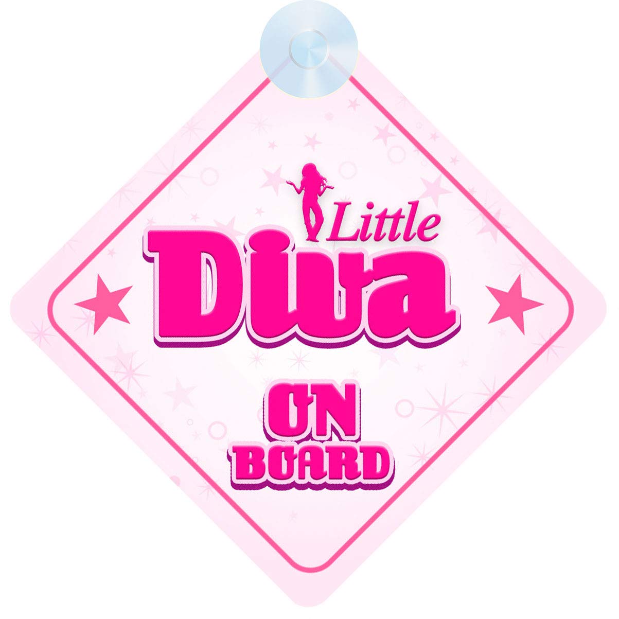 Qg Ltd Pink Child On Board Car Sign - Little Diva Design With Strong Suction Cup |