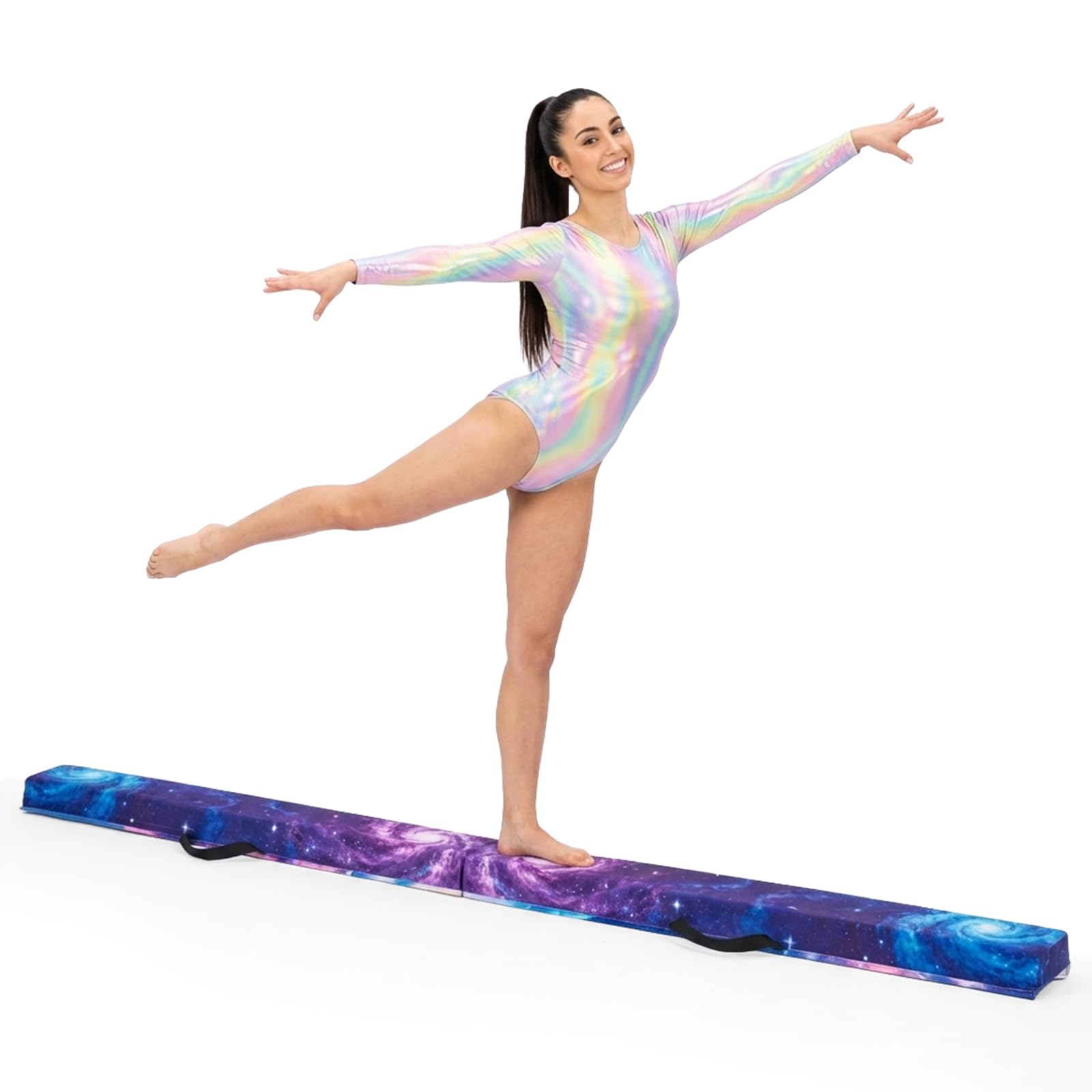Faltbarer Gymnastik Schwebebalken 235 cm – Trainingsbalken mit Massivholz Kern & Schaumstoffpolsterung, Rutschfester Balance Beam Turnbalken, Wettkampfgerät Turnen