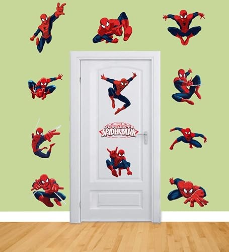 Miniatura 2 de Dekosh - Paquete de calcomanías de Spiderman para decoración de pared de habitación de niños, calcomanía de pared para despegar y pegar para la